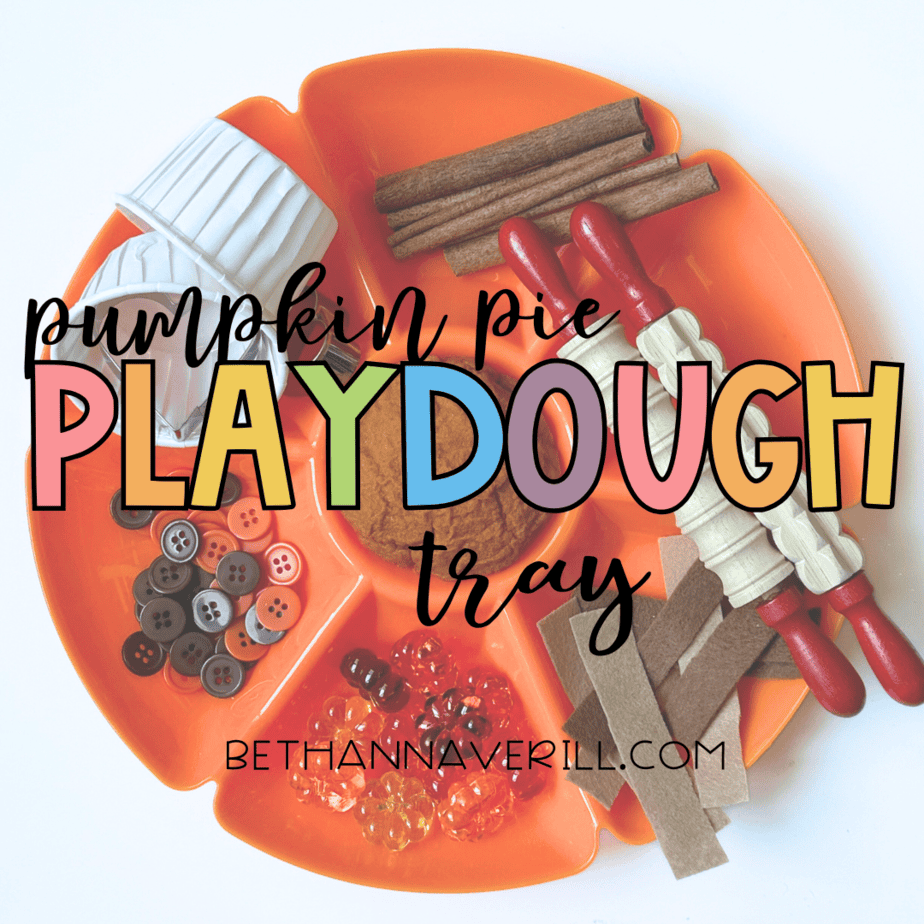pumpkin pie playdough tray