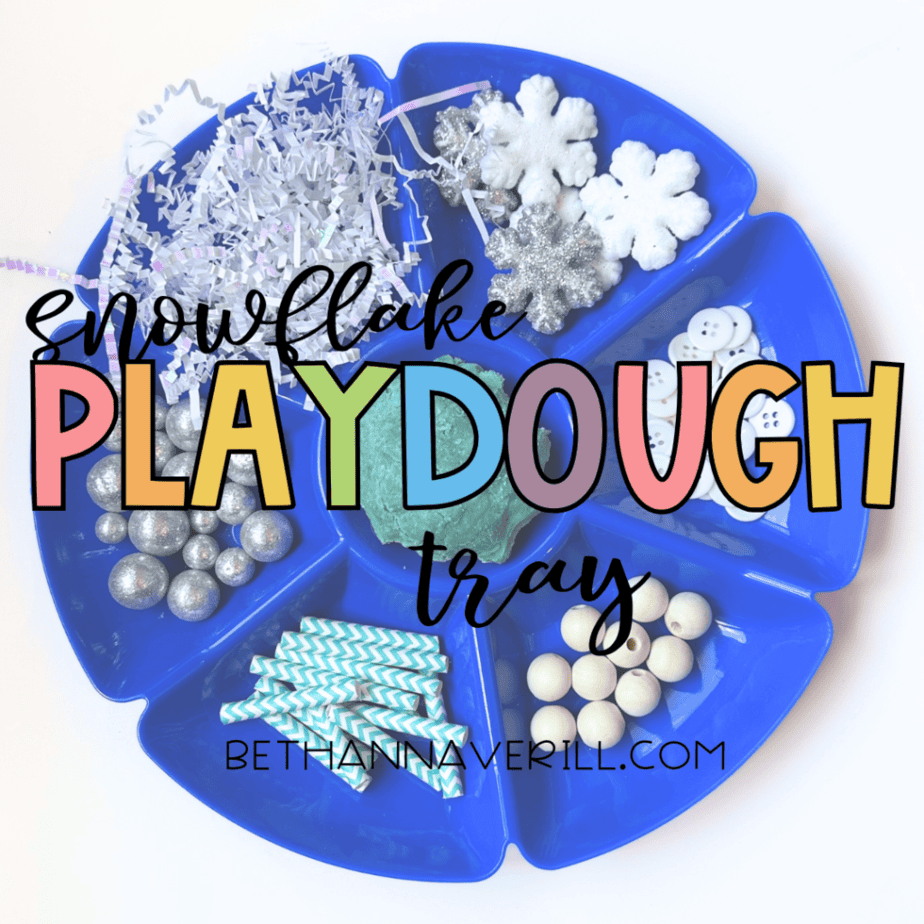 snowflake playdough tray idea