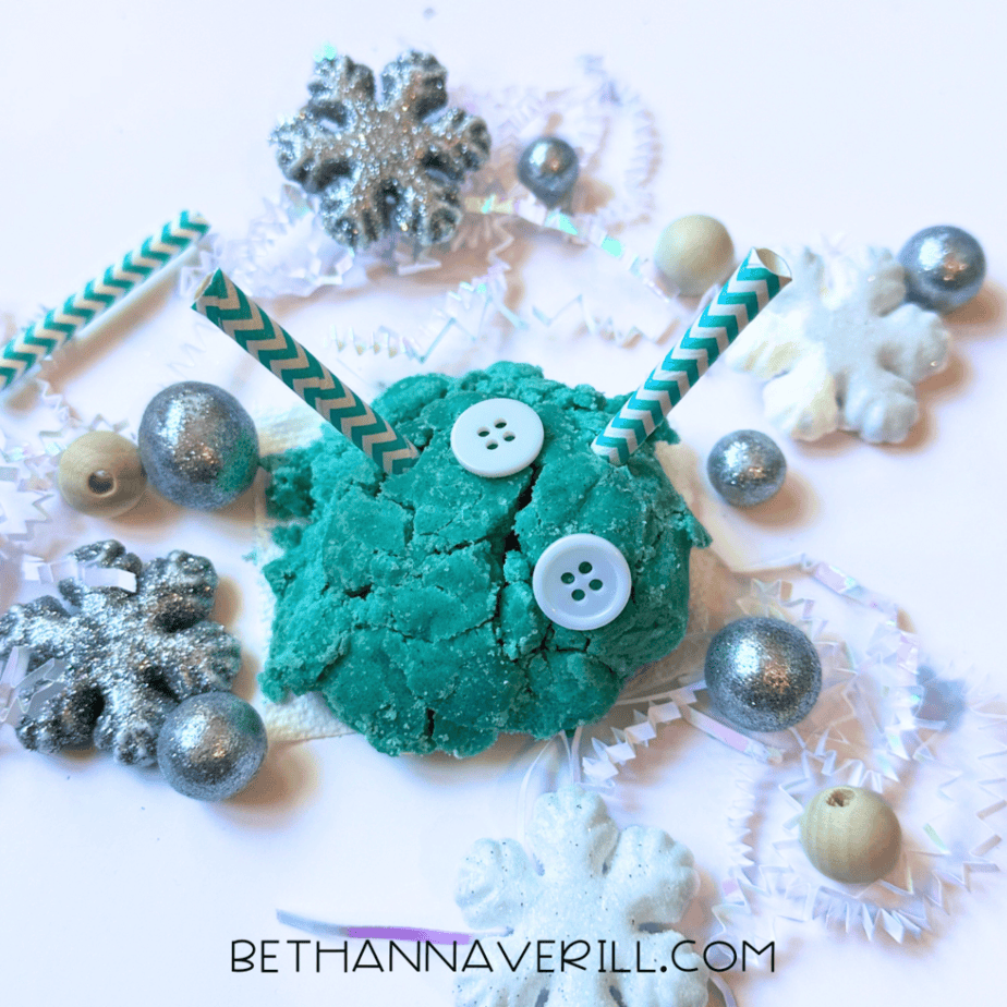 snowflake playdough tray