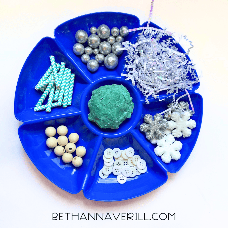 snowflake playdough tray