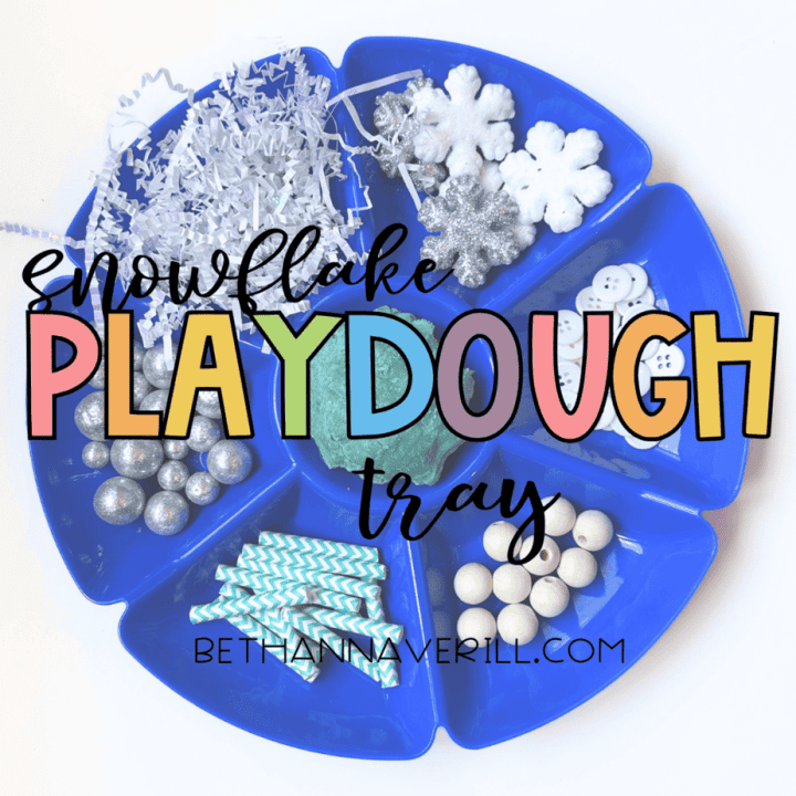 snowflake playdough tray idea