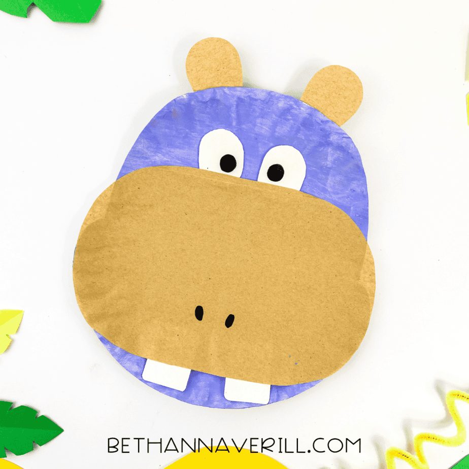 finished hippo paper plate craft