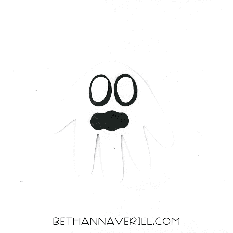 The mouth has been added beneath the eyes, completing the ghost face.