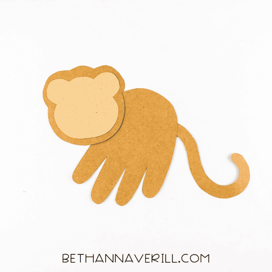 Monkey tail added to the back of the handprint body.