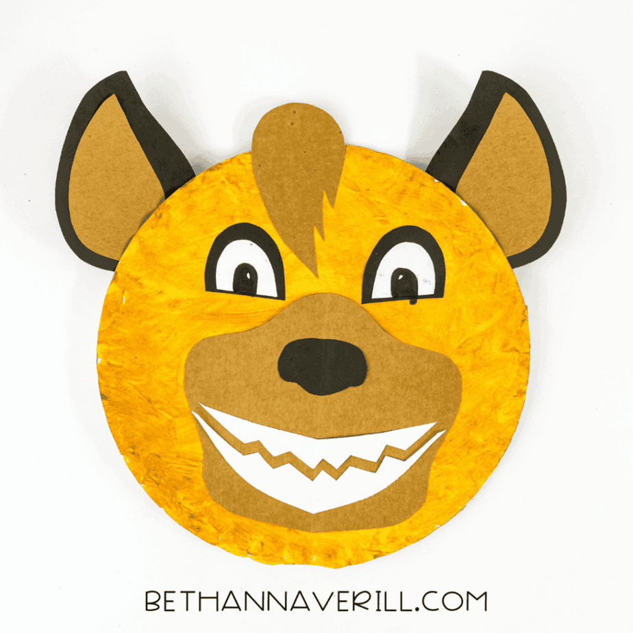 Finished hyena craft with clear view of face and features