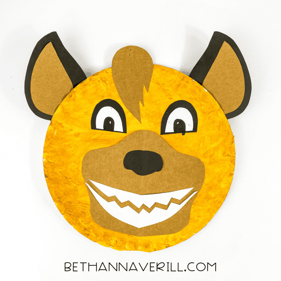 Finished hyena craft with clear view of face and features
