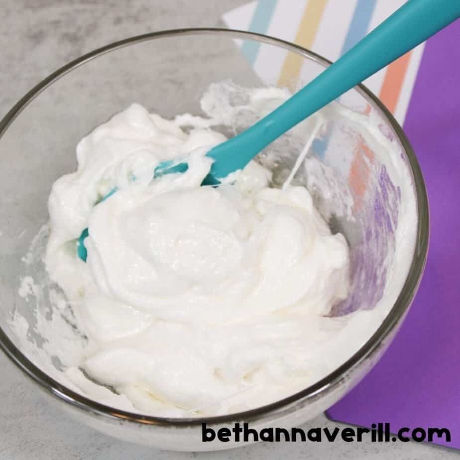 Puffed melted marshmallows in the bowl