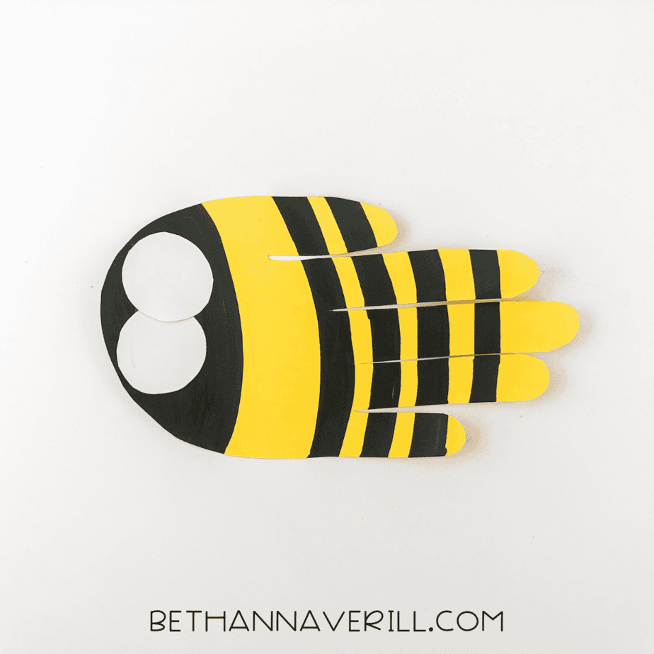 White eyes glued onto the black part of the bee.
