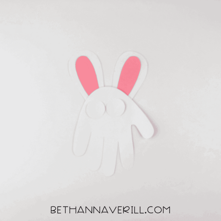 Eyes arranged in place on the bunny face.