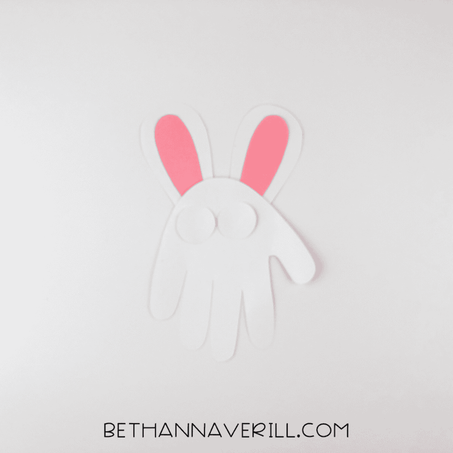 Eyes arranged in place on the bunny face.