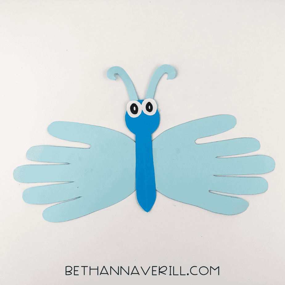 Antennae pieces placed beside the butterfly ready to be glued.