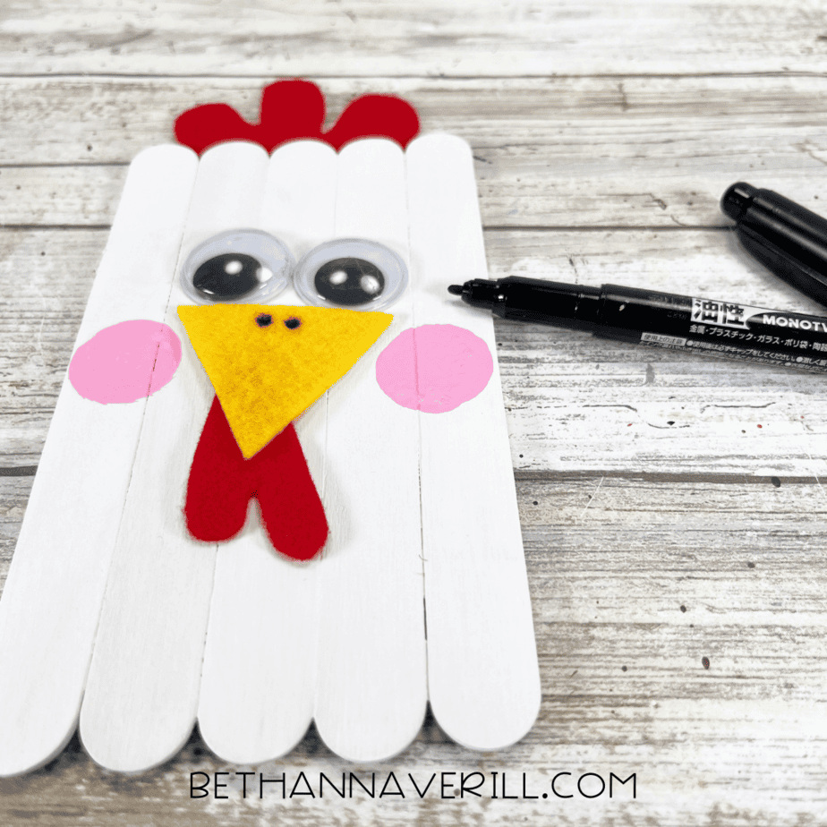 black marker to add details to chicken