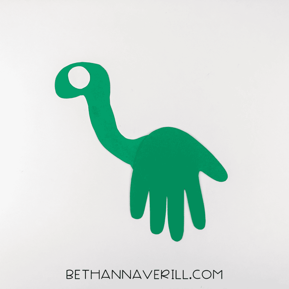 White eye glued onto the dinosaur head