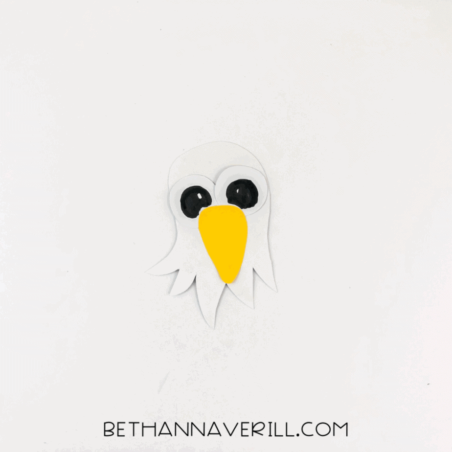 Eyes colored in with black marker on eagle face