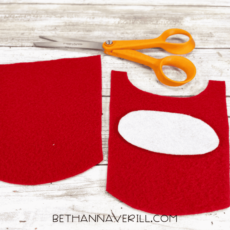 Red felt container shape cut out
