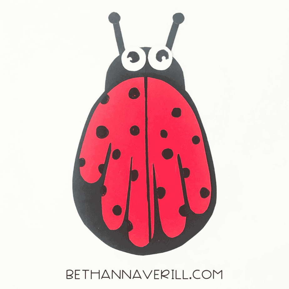Finished ladybug handprint craft
