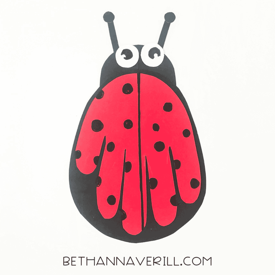 Finished ladybug handprint craft