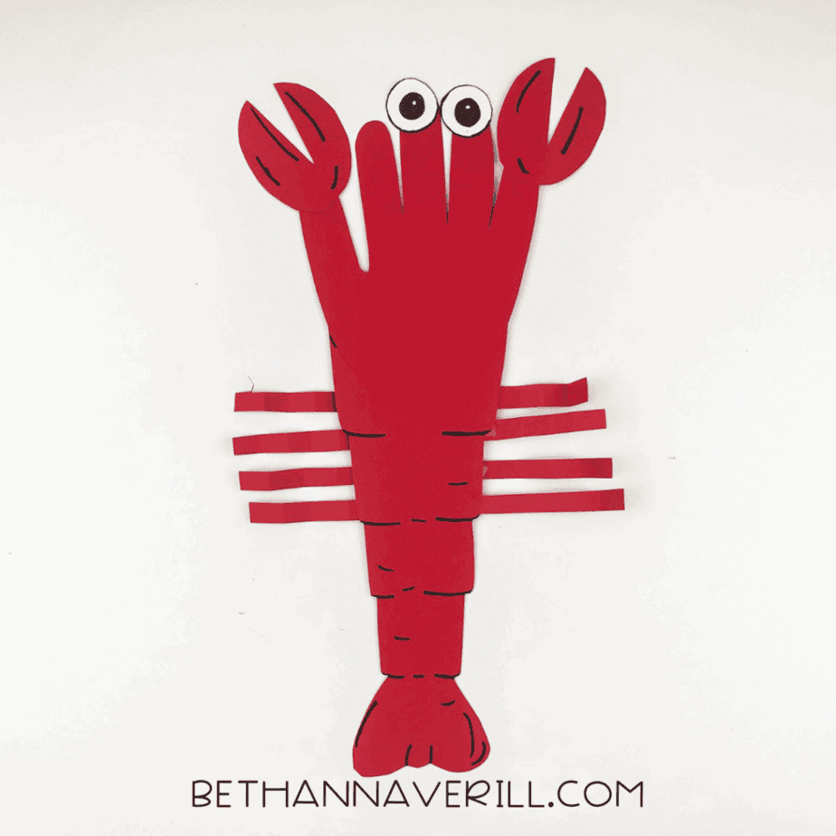 Legs glued onto the sides of the lobster’s body.