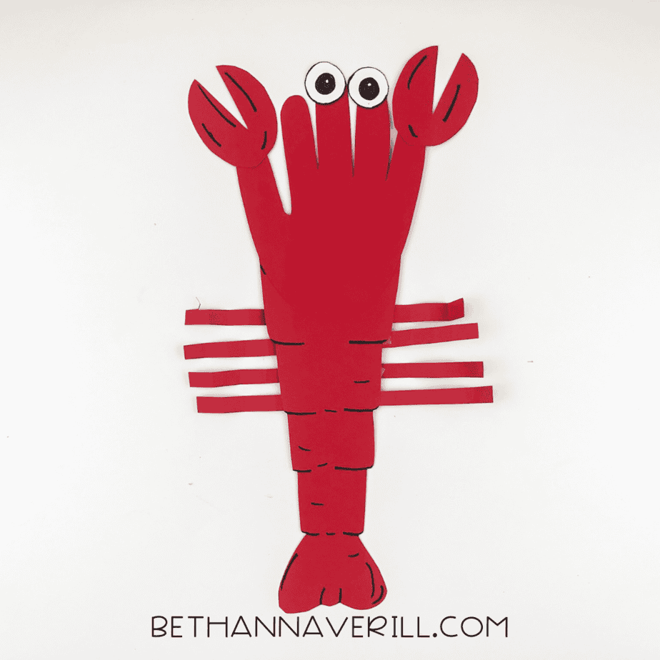 Legs glued onto the sides of the lobster’s body.