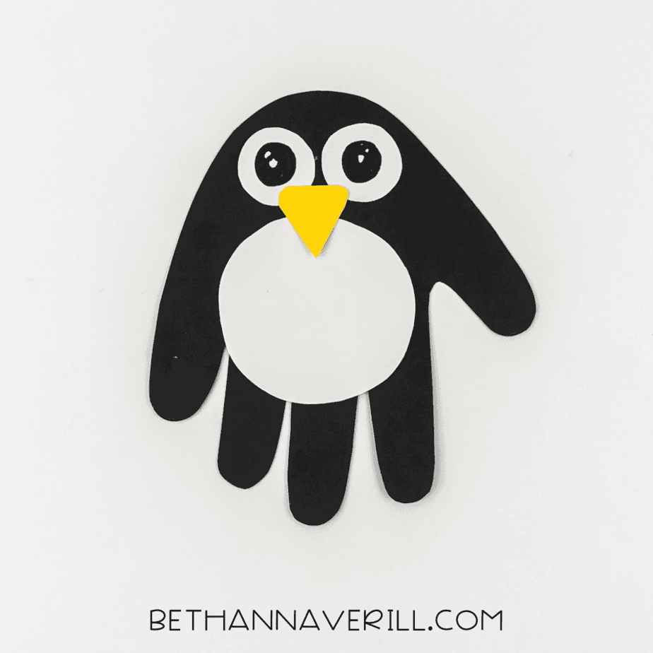 Yellow beak glued between the eyes