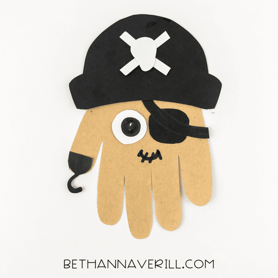 pirate face drawn in with black marker for mouth and eye detail.