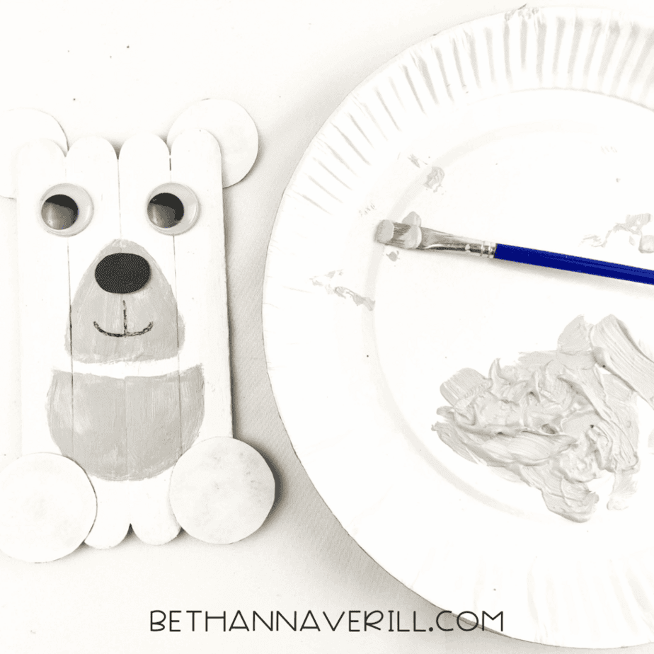 polar bear craft stick project step 11