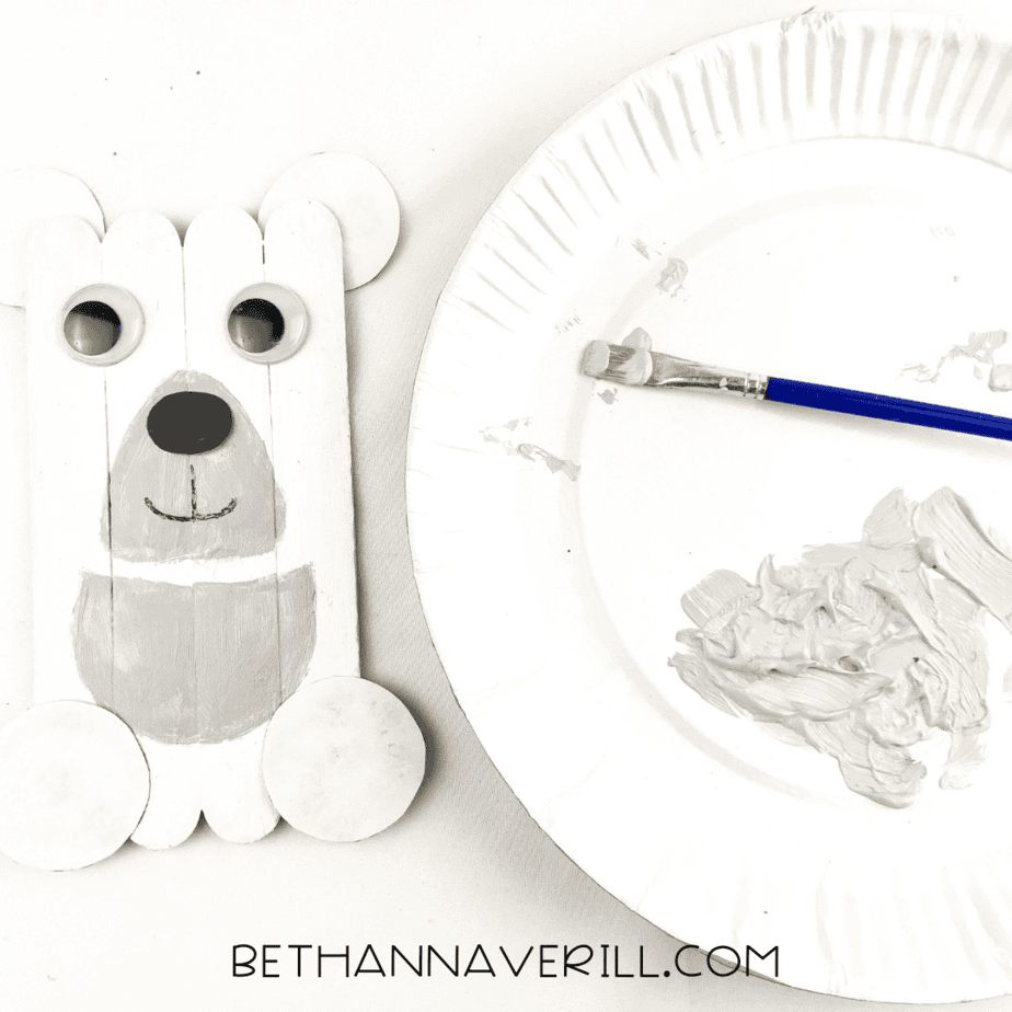 polar bear craft stick project step 11