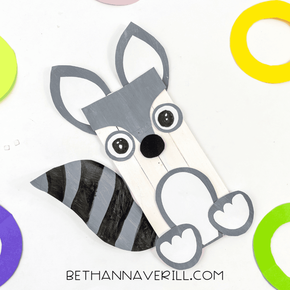 finished raccoon popsicle stick craft