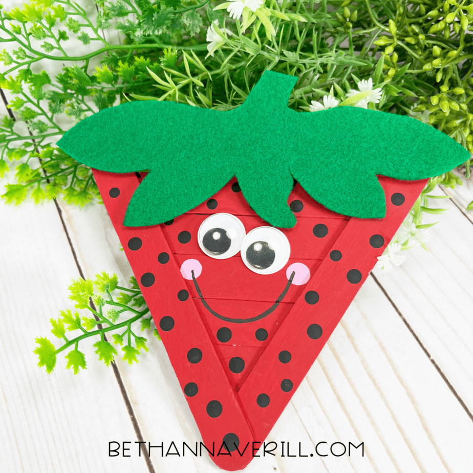 strawberry craft stick project finished