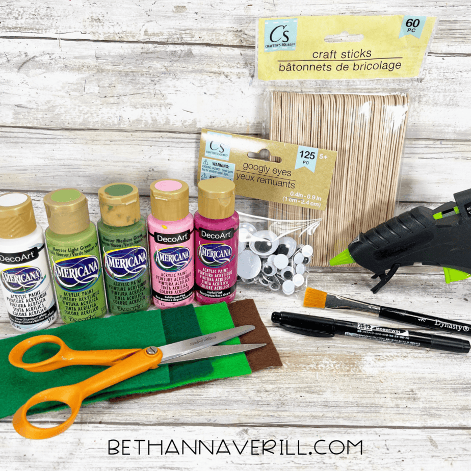 watermelon craft stick project supplies