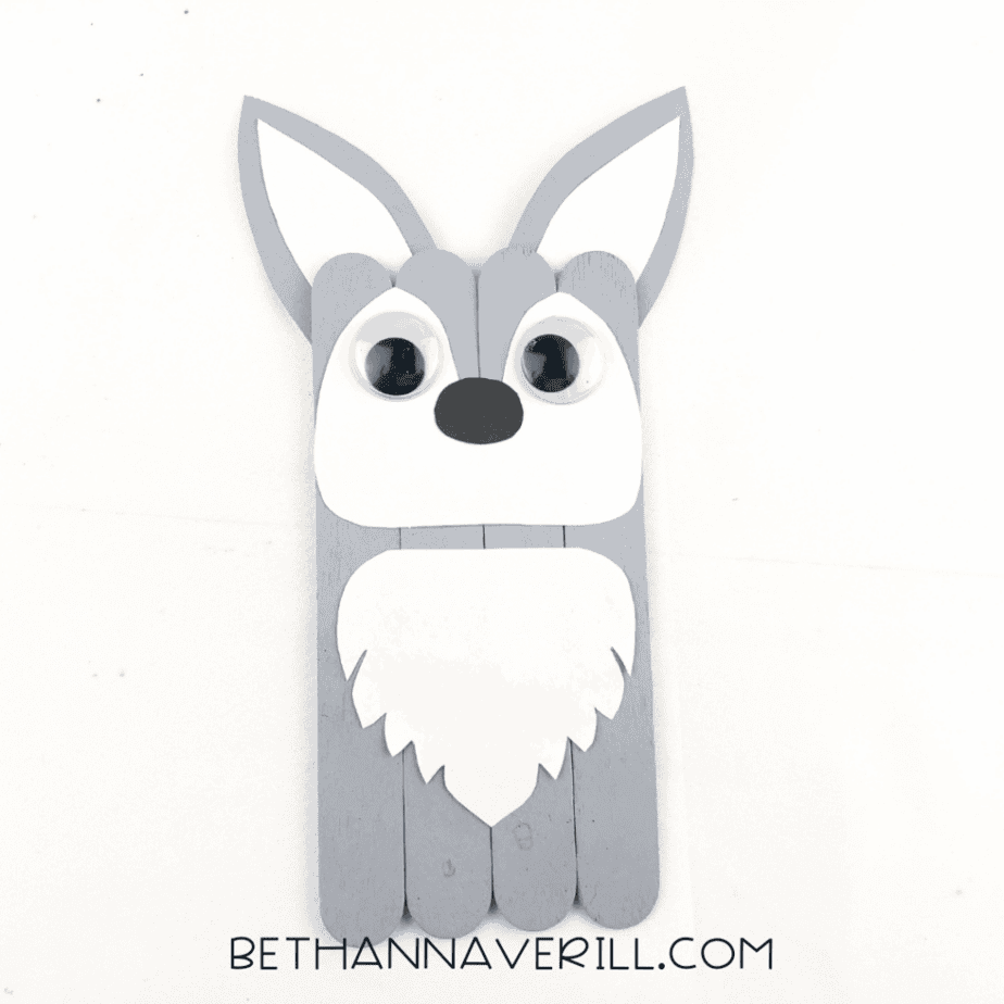 Wolf craft with googly eyes and black nose added
