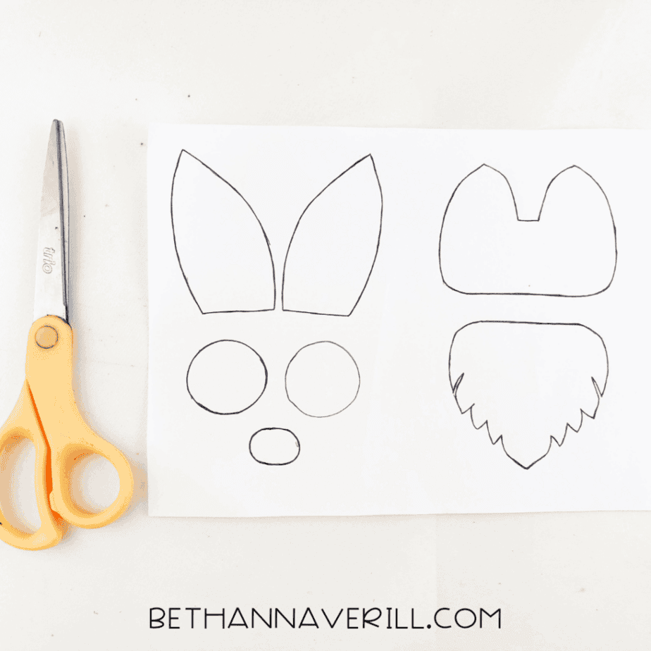 Wolf template pieces traced on paper with scissors