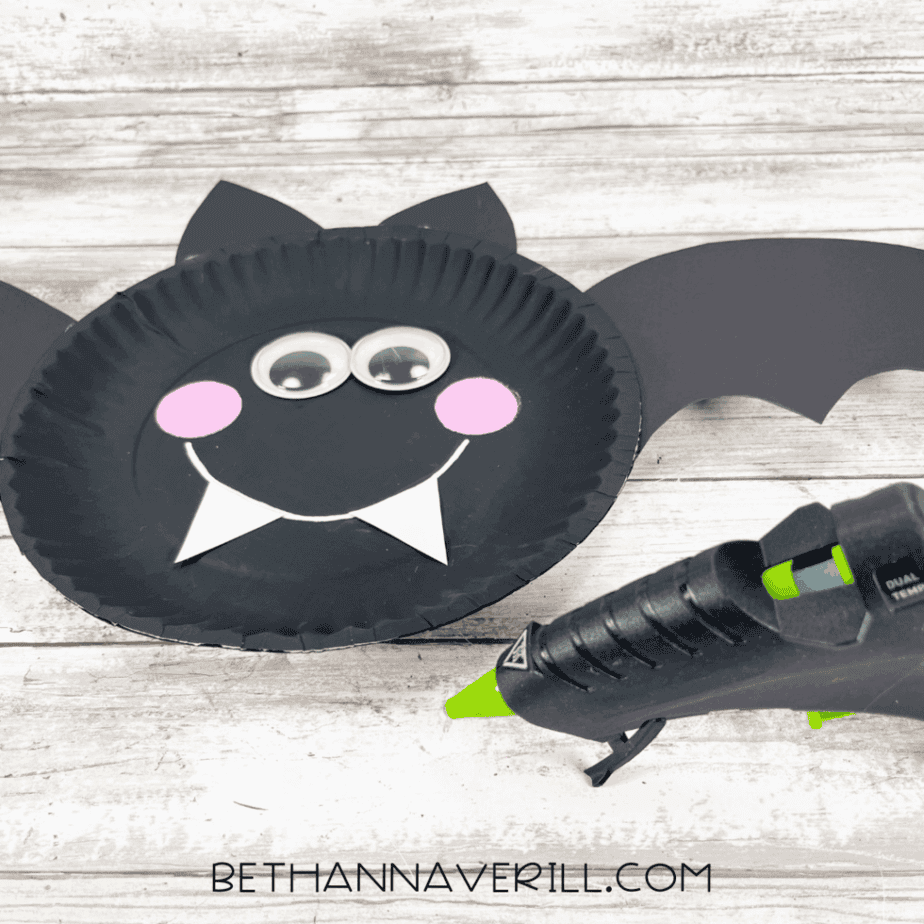 Bat craft with two white fangs glued under the smile.