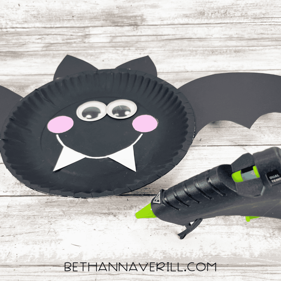 Bat craft with two white fangs glued under the smile.