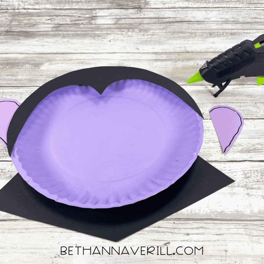 dracula hair, ears, and cape glued on