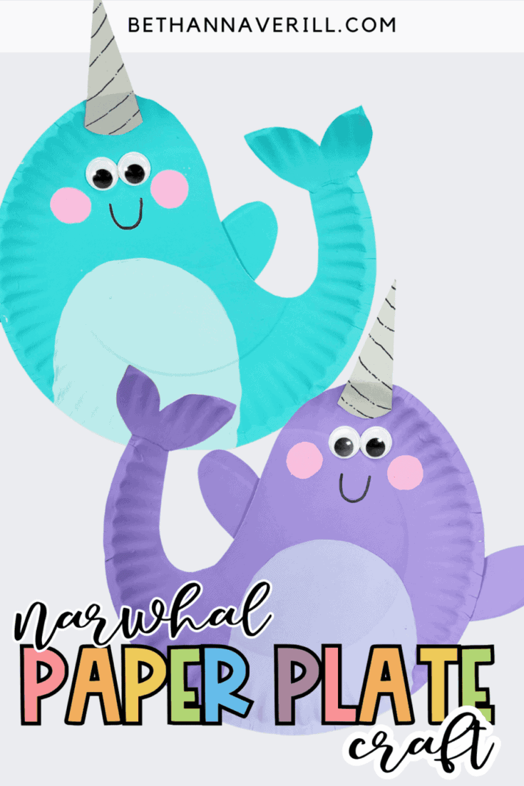 paper plate narwhal craft
