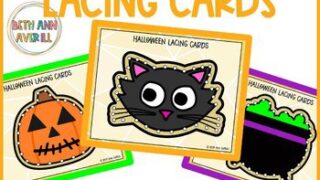 Image for Halloween Cookies Lacing Cards for Preschoolers Fine Motor Skills for Centers