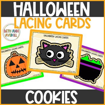 Image for Halloween Cookies Lacing Cards for Preschoolers Fine Motor Skills for Centers