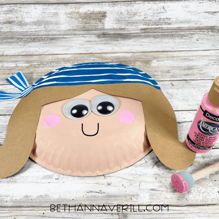Pink cheeks added to pirate first mate girl craft.