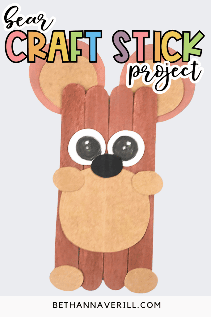 bear popsicle stick craft pin