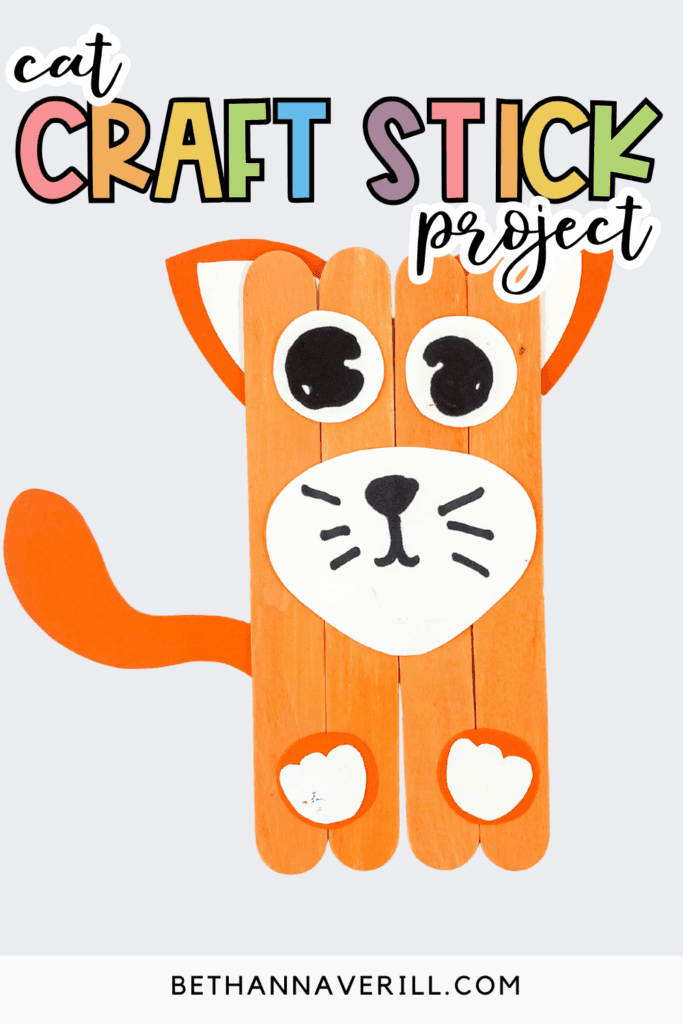 cat popsicle stick craft pin