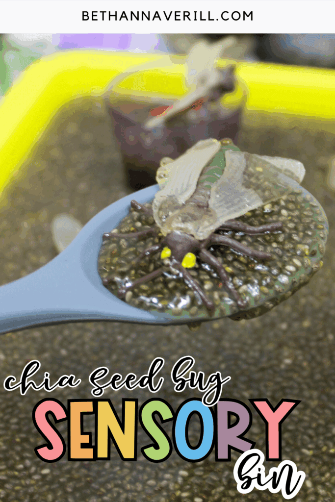 chia seed bug sensory bin pin
