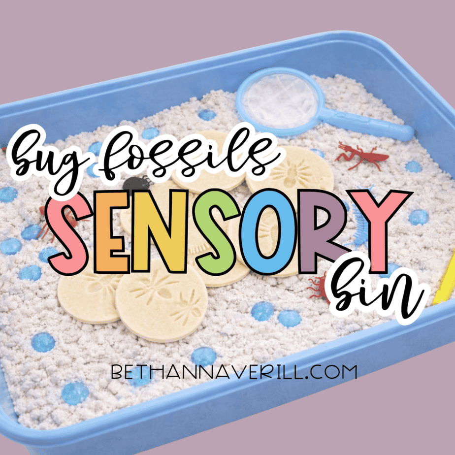 bug fossil sensory bin featured image