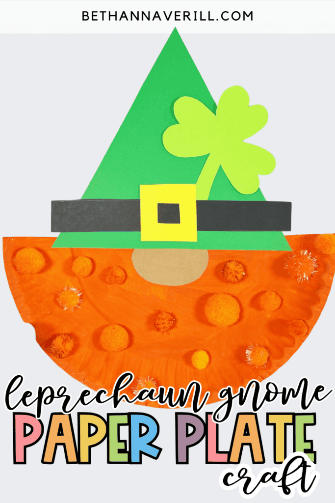 leprechaun gnome paper plate craft pin