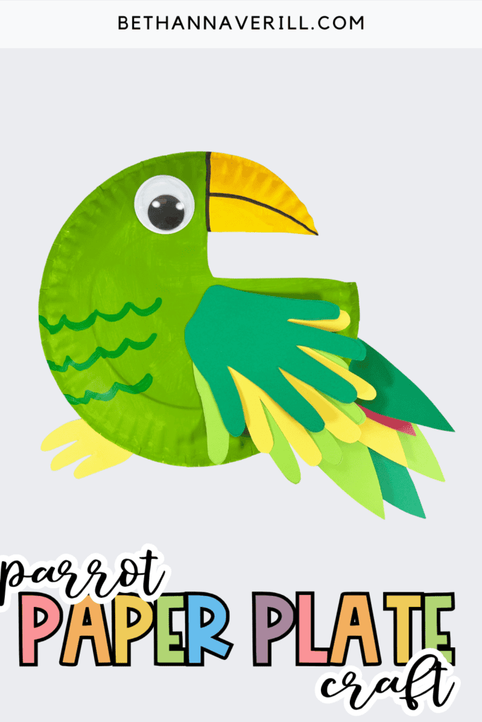 parrot paper plate craft pin
