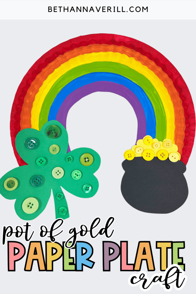 rainbow pot of gold paper plate craft pin