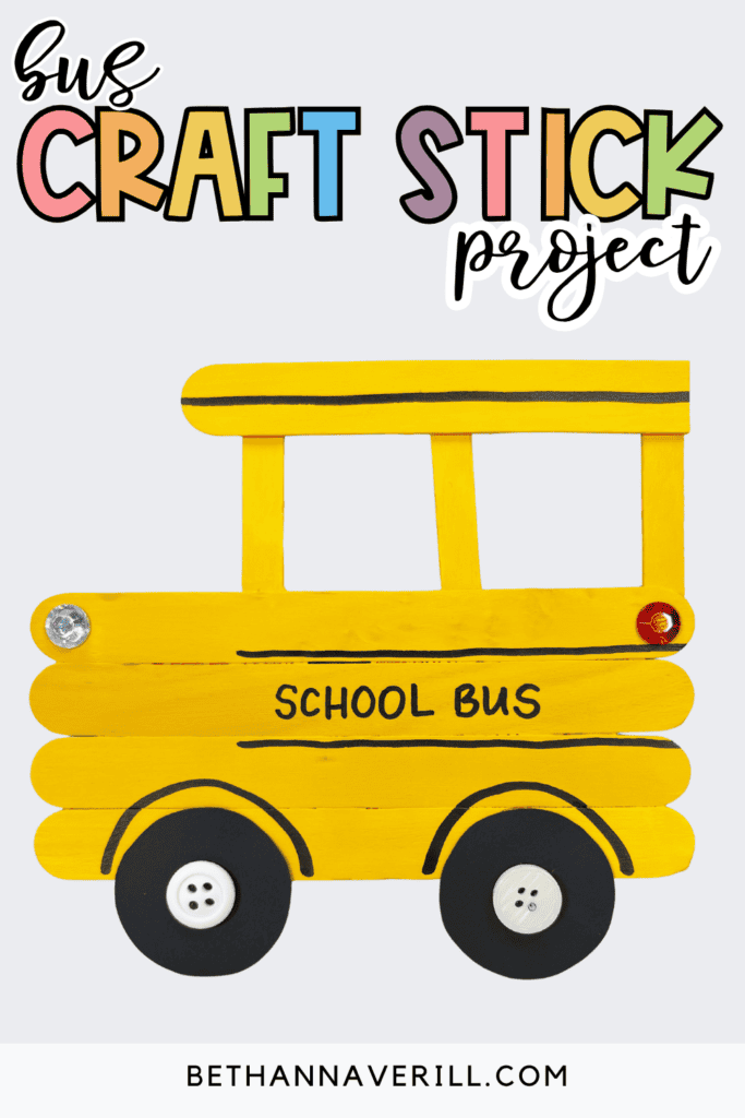 bus popsicle stick craft pin