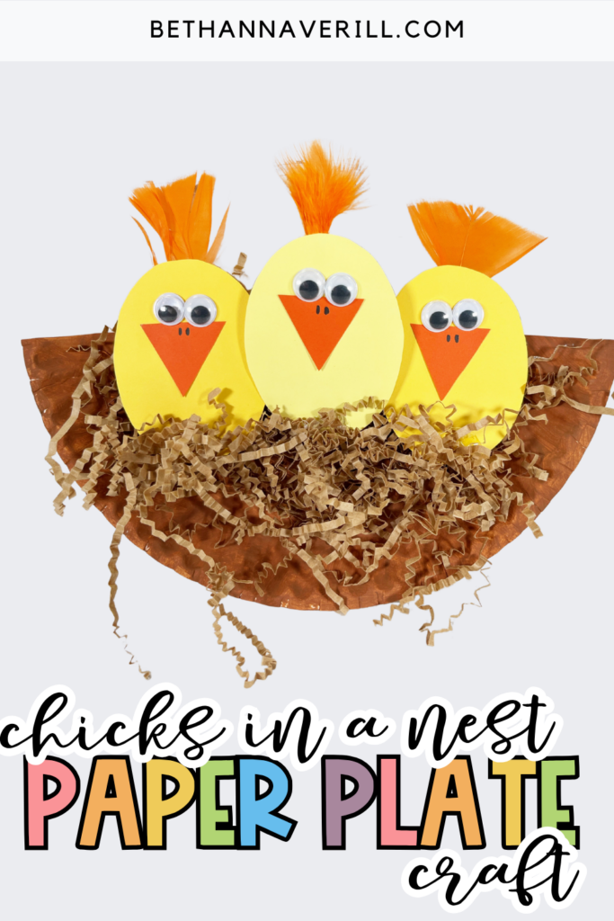 chicks in a nest paper plate craft pin