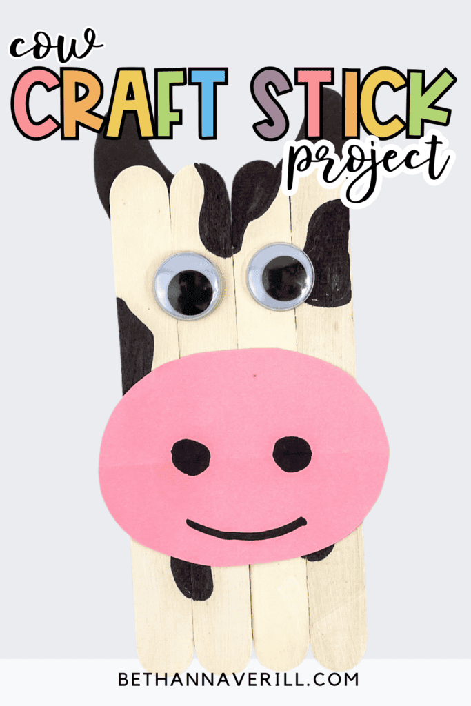 cow popsicle stick craft pin
