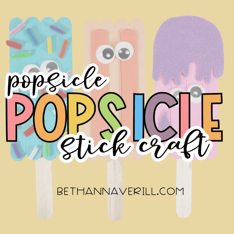 A title graphic showing three popsicle stick crafts with the text “popsicle popsicle stick craft” overlaid and a website watermark at the bottom.